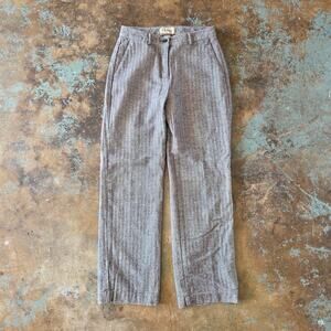 Vintage 90s LL Bean Herringbone Trousers Size 4 Flannel Black White Pants Lined